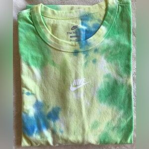 Nike Vibrant Green and Blue Tie-Dye Shirt